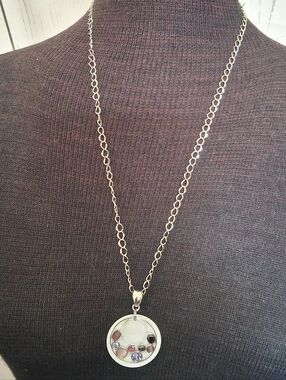 Lia Sophia Silver-tone Multi Stone Circle Pendant Necklace Purple
